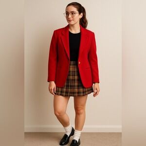 Vintage Radcliffe by Sag Harbor Red 100% Wool Blazer Size 10